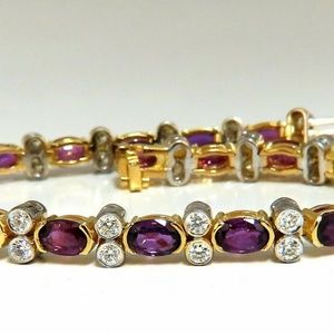 12.90ct Natural Ruby Diamonds Bracelet 14 Karat